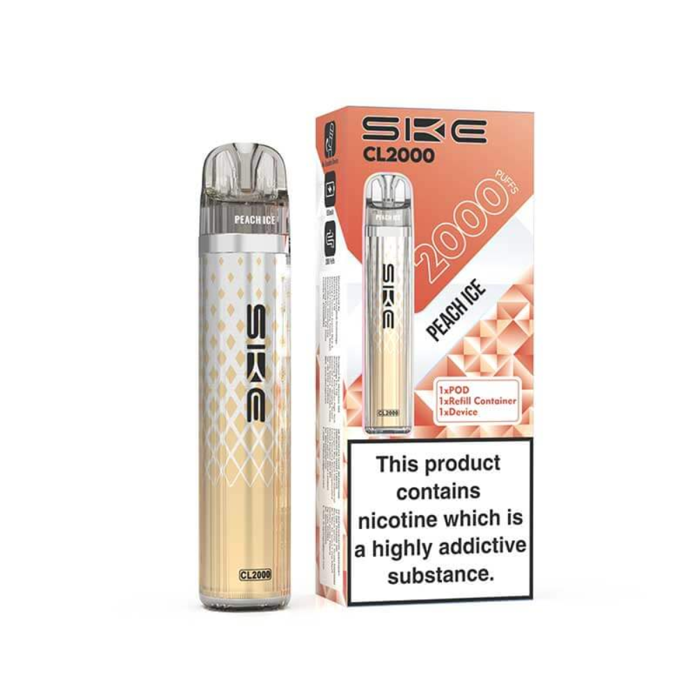SKE CL2000 vape pen and packaging on a white background