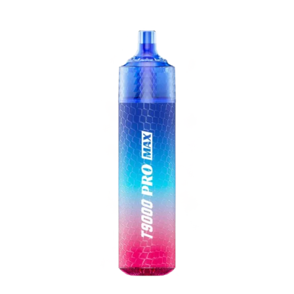 Gradient blue to pink vape device with 'T9000 Pro Max' text on a white background