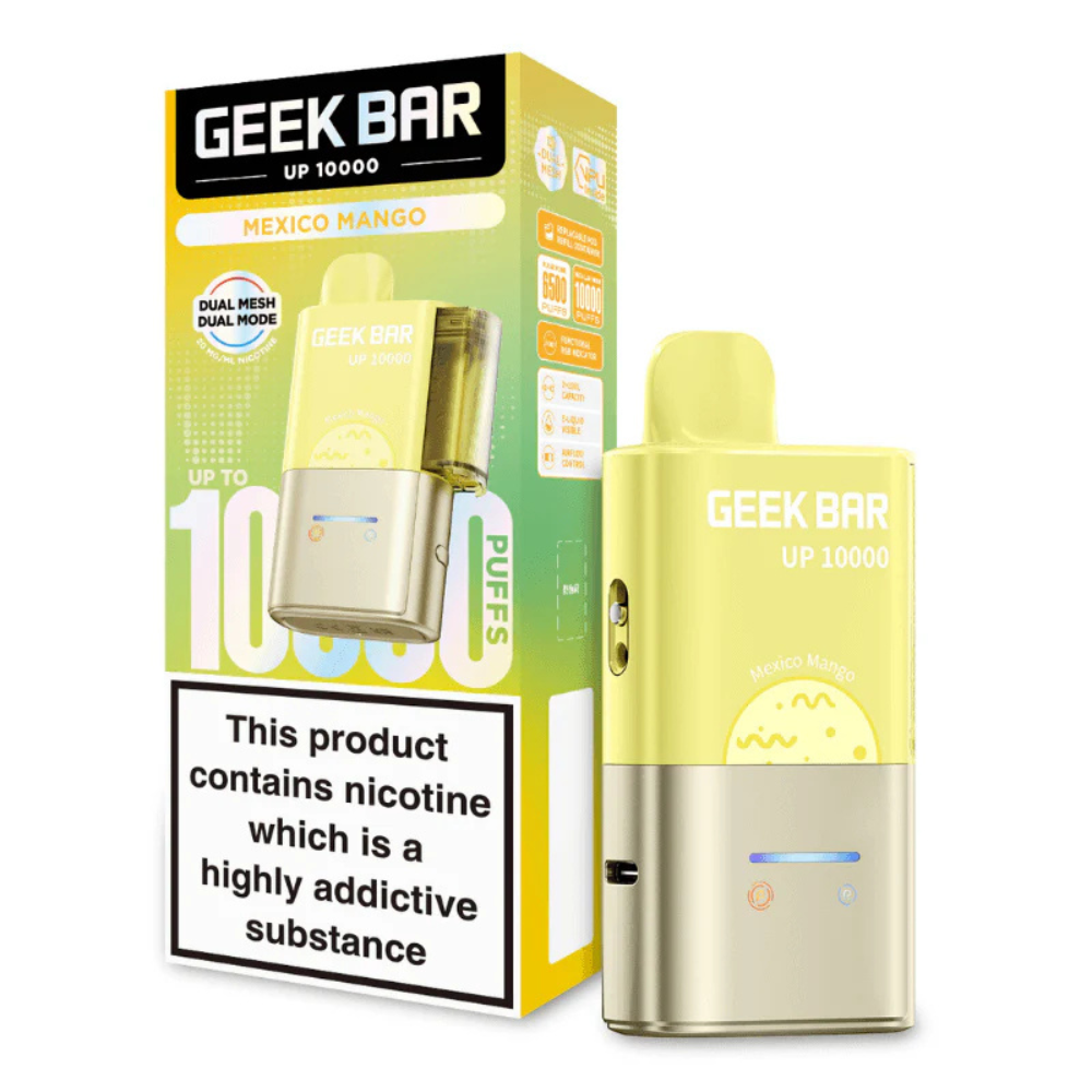 Geek Bar UP 10000 vape device and packaging on a white background