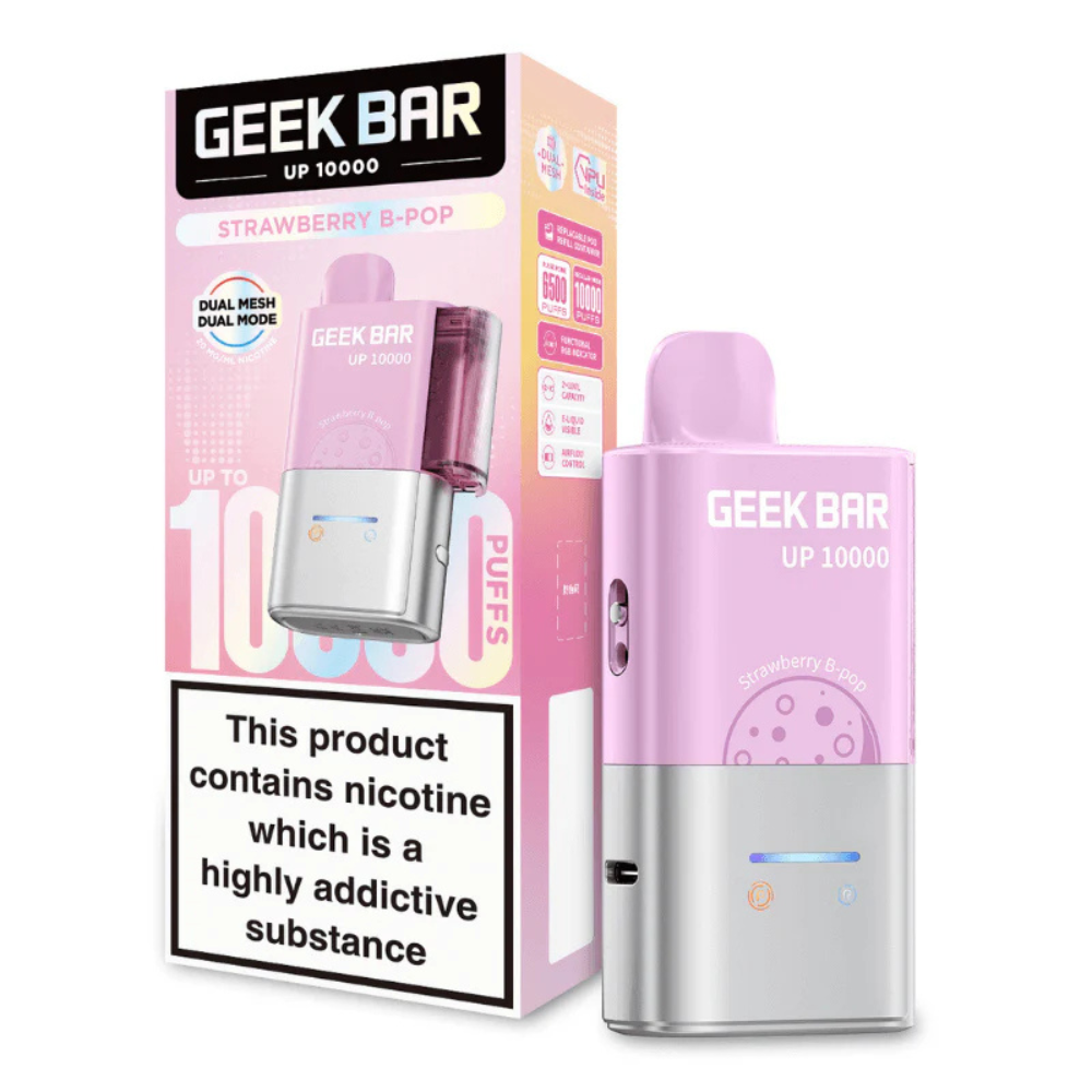 Geek Bar UP 10000 vape device and packaging on a white background