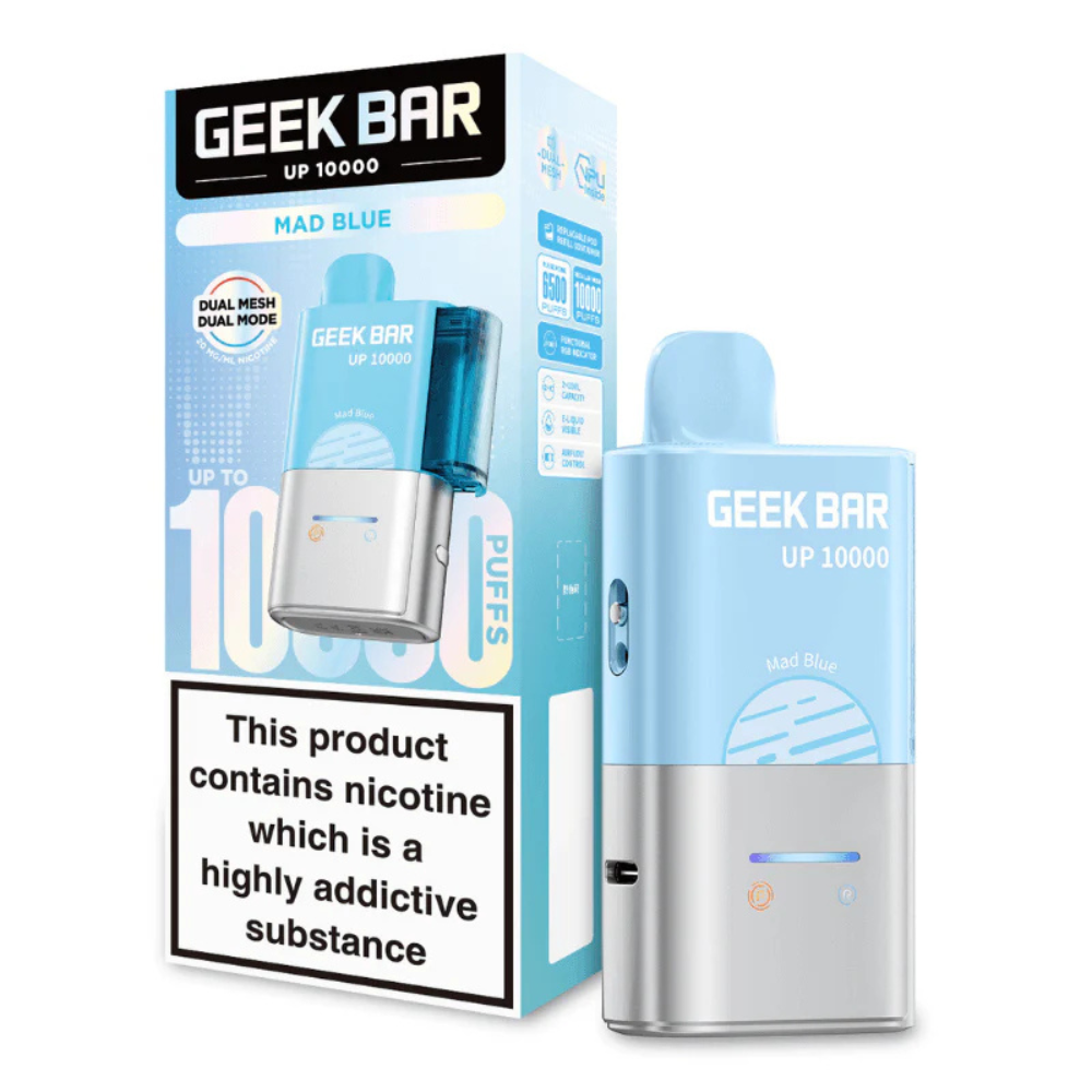 Geek Bar UP 10000 vape device and packaging on a white background