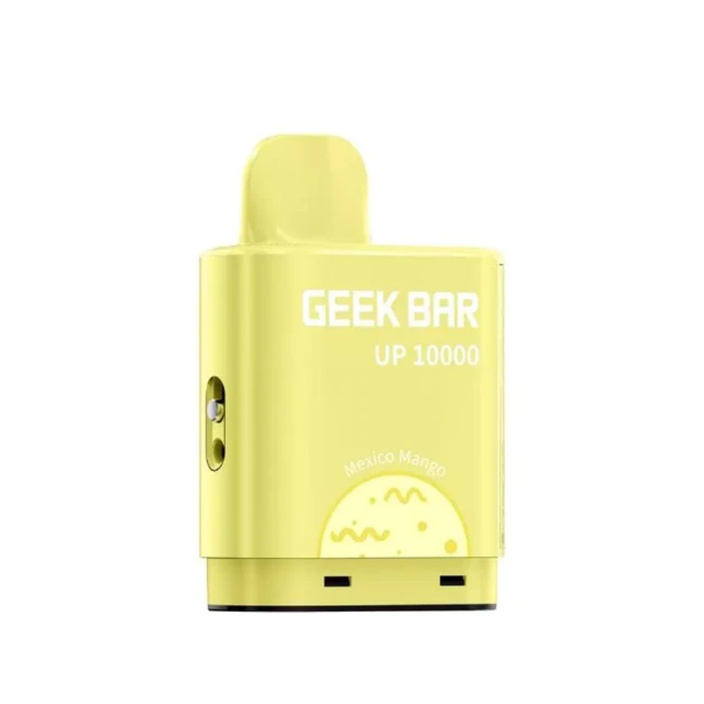 Yellow vape device with 'Geek Bar' branding on a white background