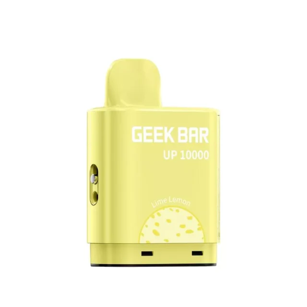 Yellow vape device with 'Geek Bar' branding on a white background