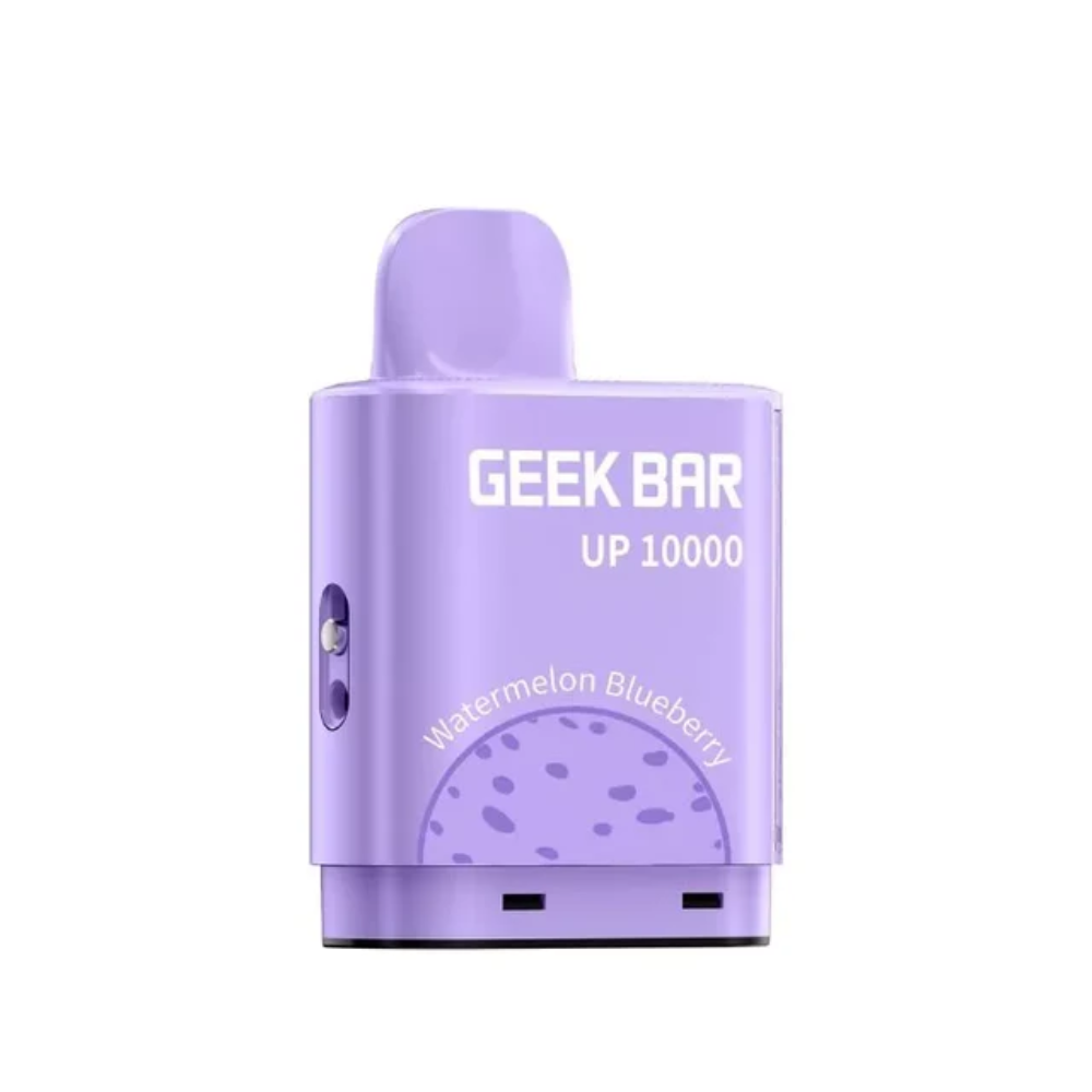 Purple vape device with 'Geek Bar' branding on a white background