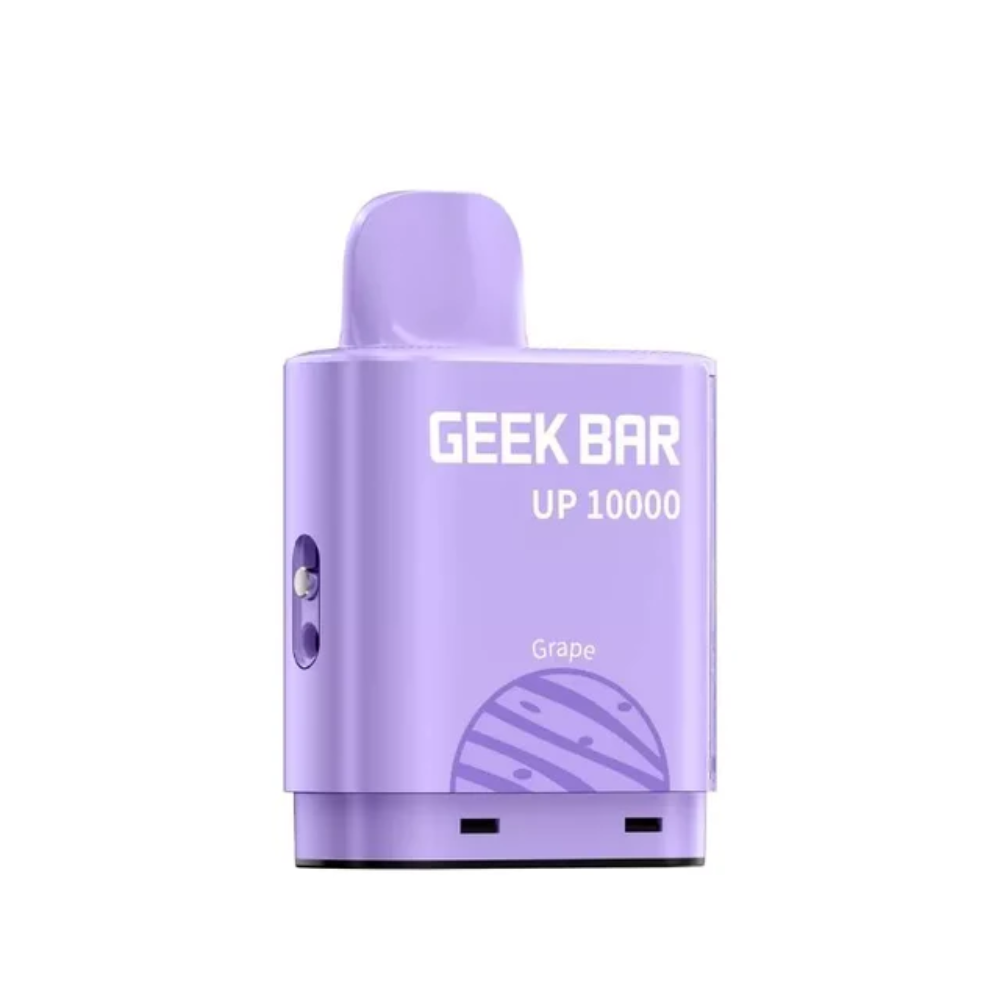 Purple vape device with 'Geek Bar' branding on a white background