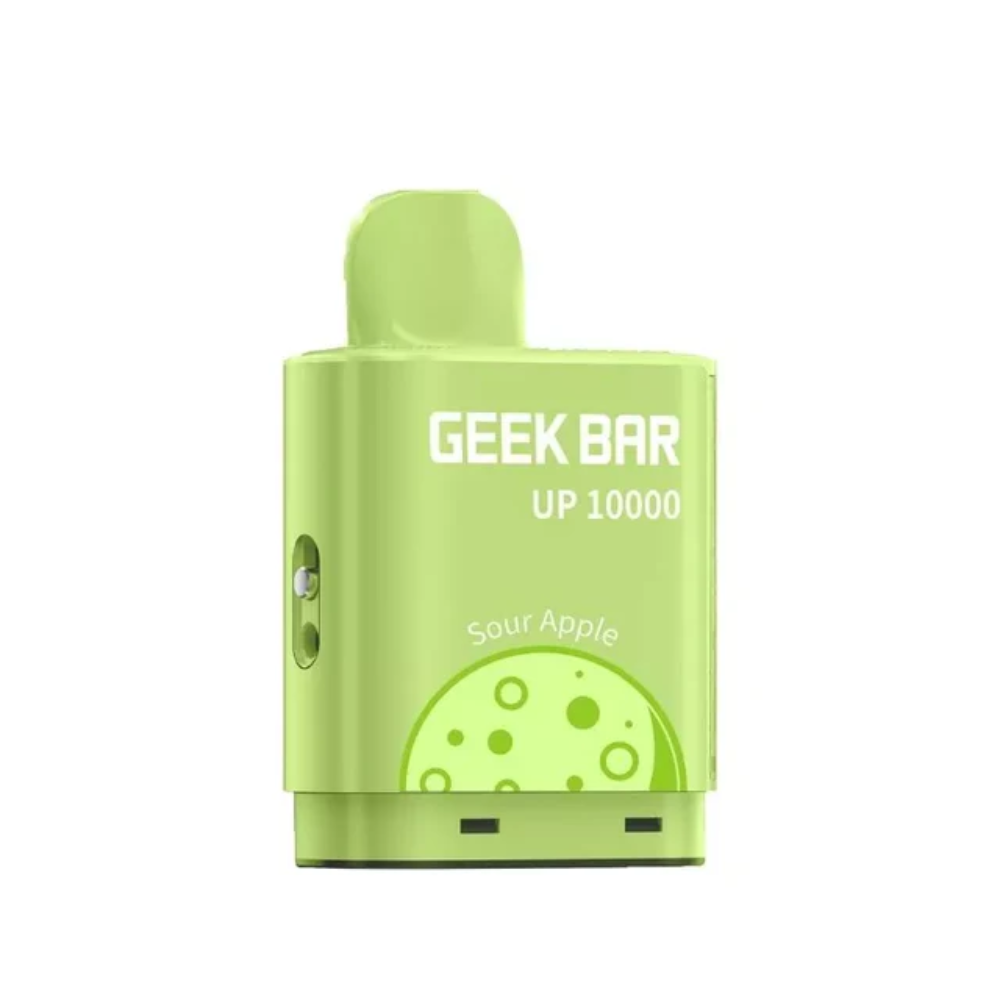 Green vape device with 'Geek Bar' branding on a white background