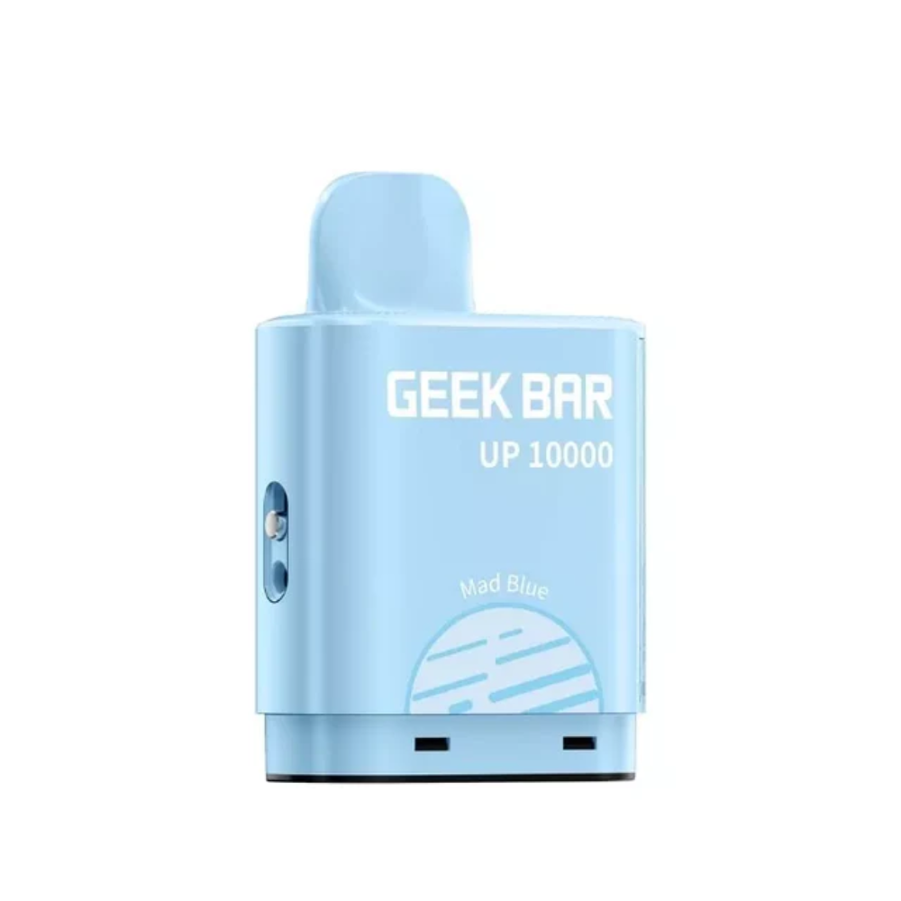 Blue vape device with 'Geek Bar' branding on a white background