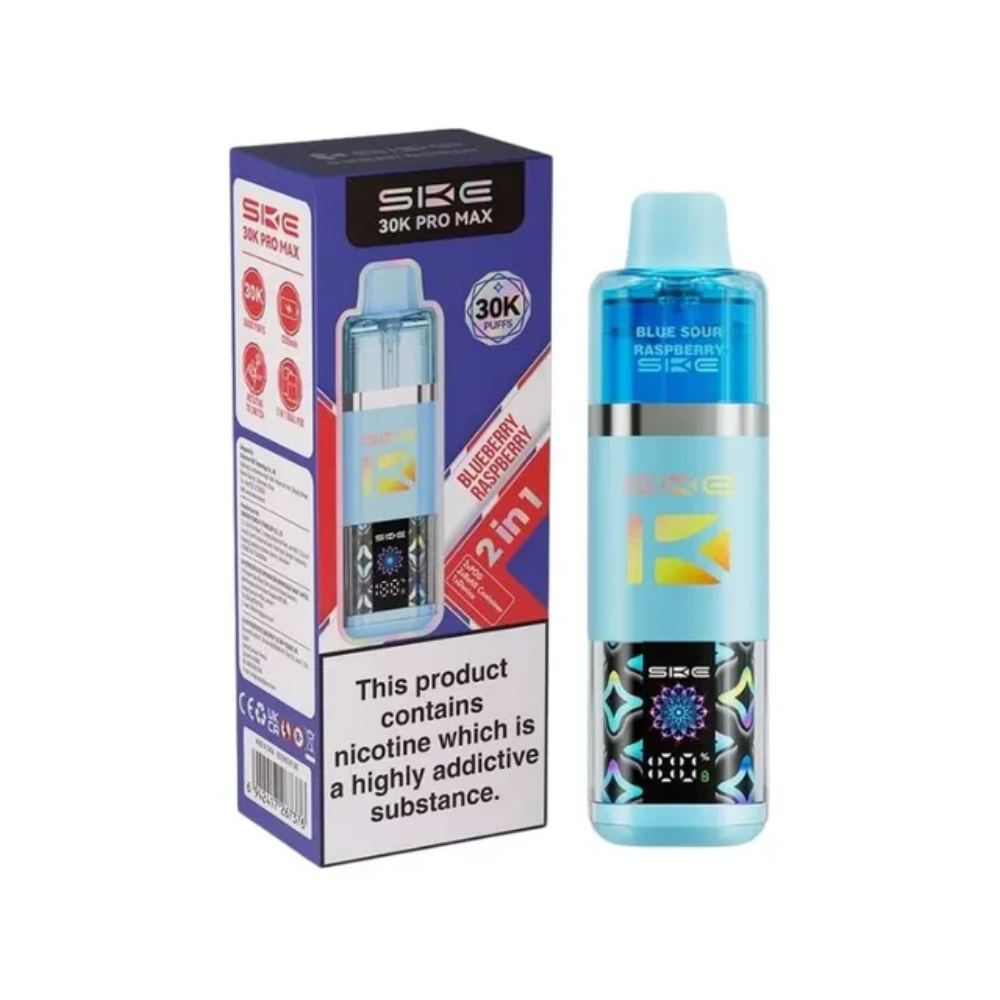 SKE vape device and packaging on a white background