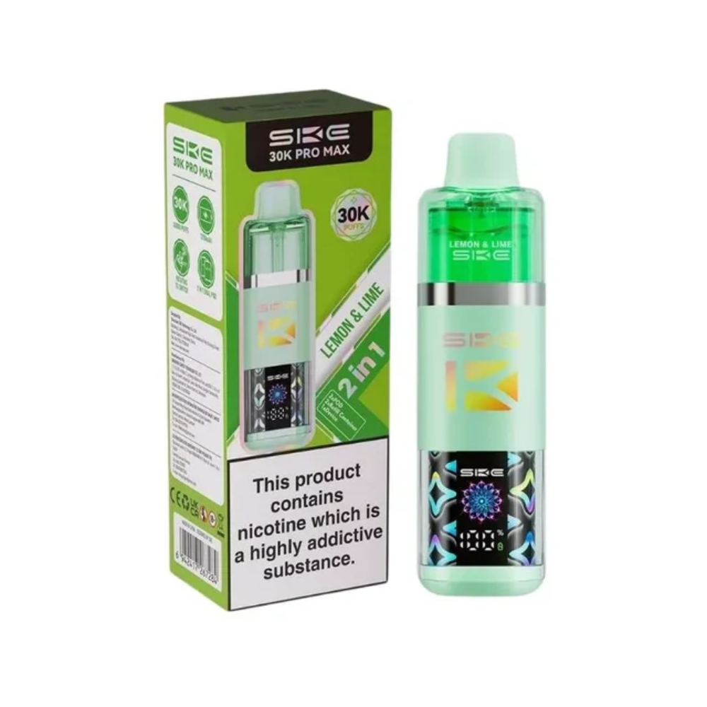 SKE 30K Pro Max vape device and packaging on a white background