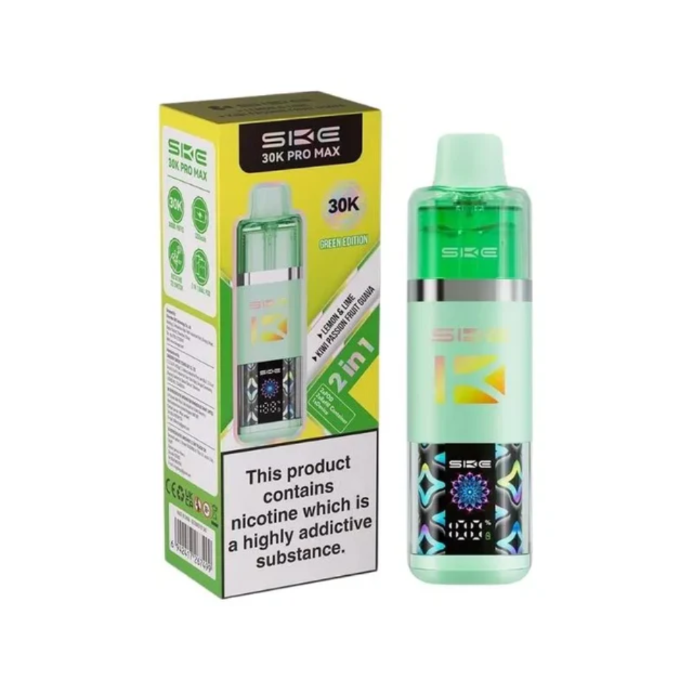 SKE vape device and packaging on a white background
