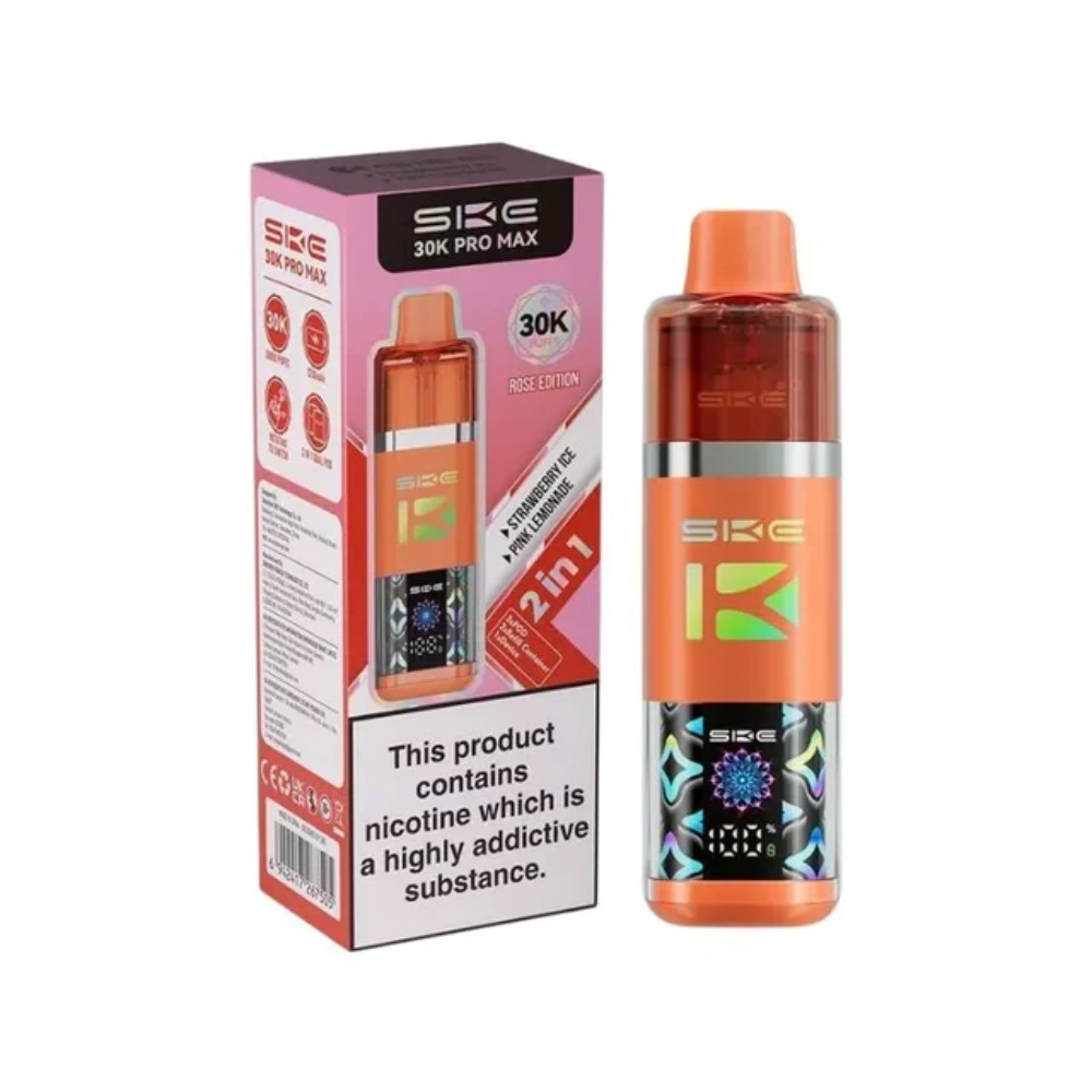 SKE 30K Pro Max vape device and packaging on a white background