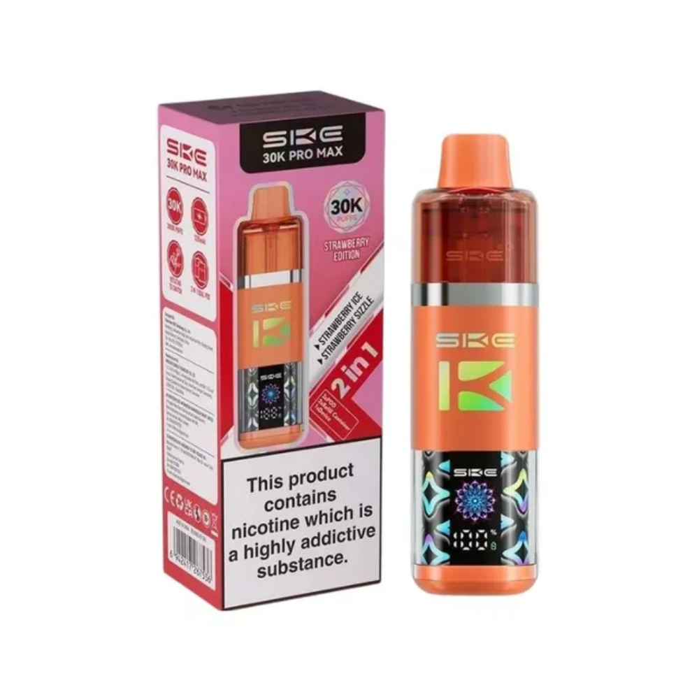 SKE 30K Pro Max vape device and packaging on a white background
