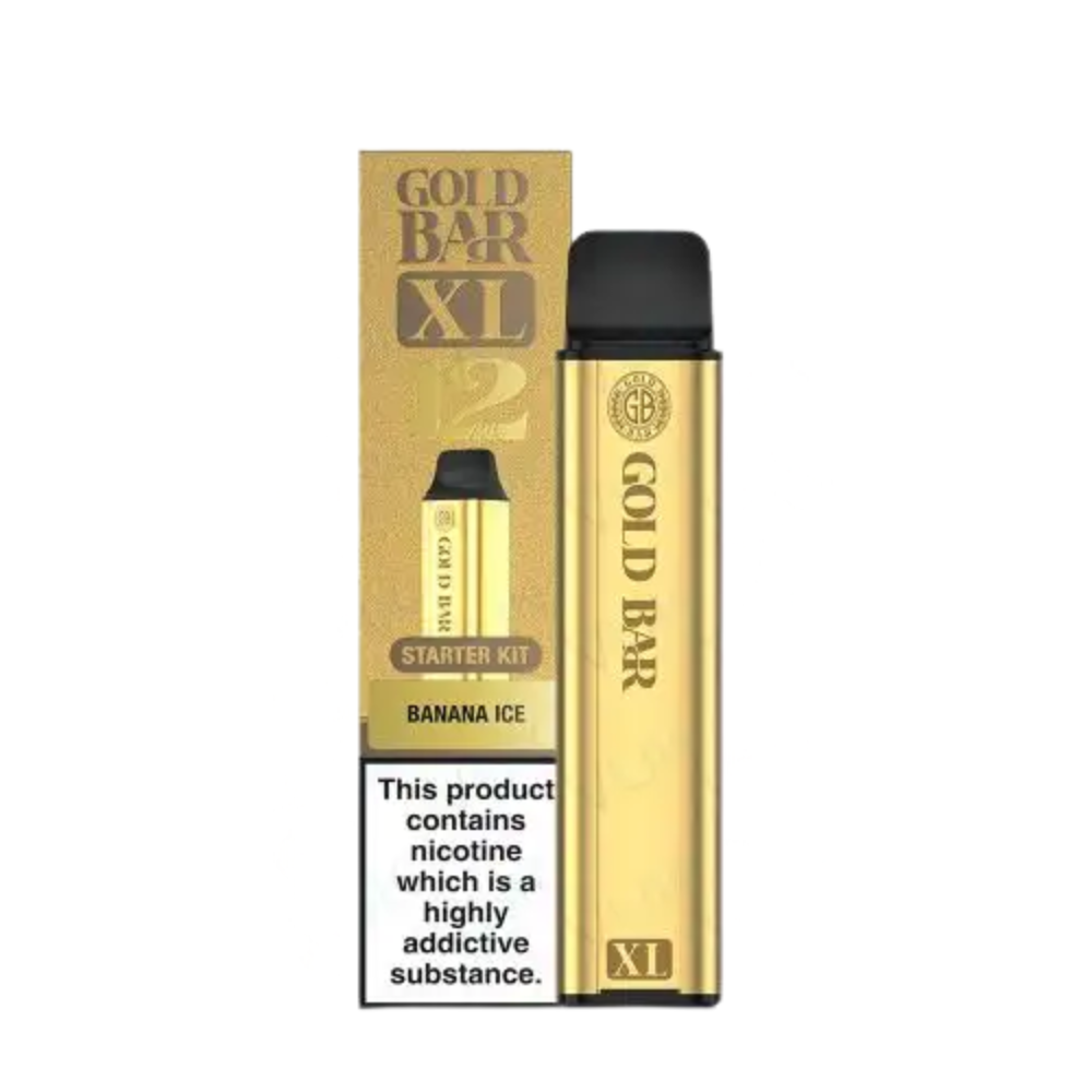 Gold Bar XL2 vape device and packaging on a white background