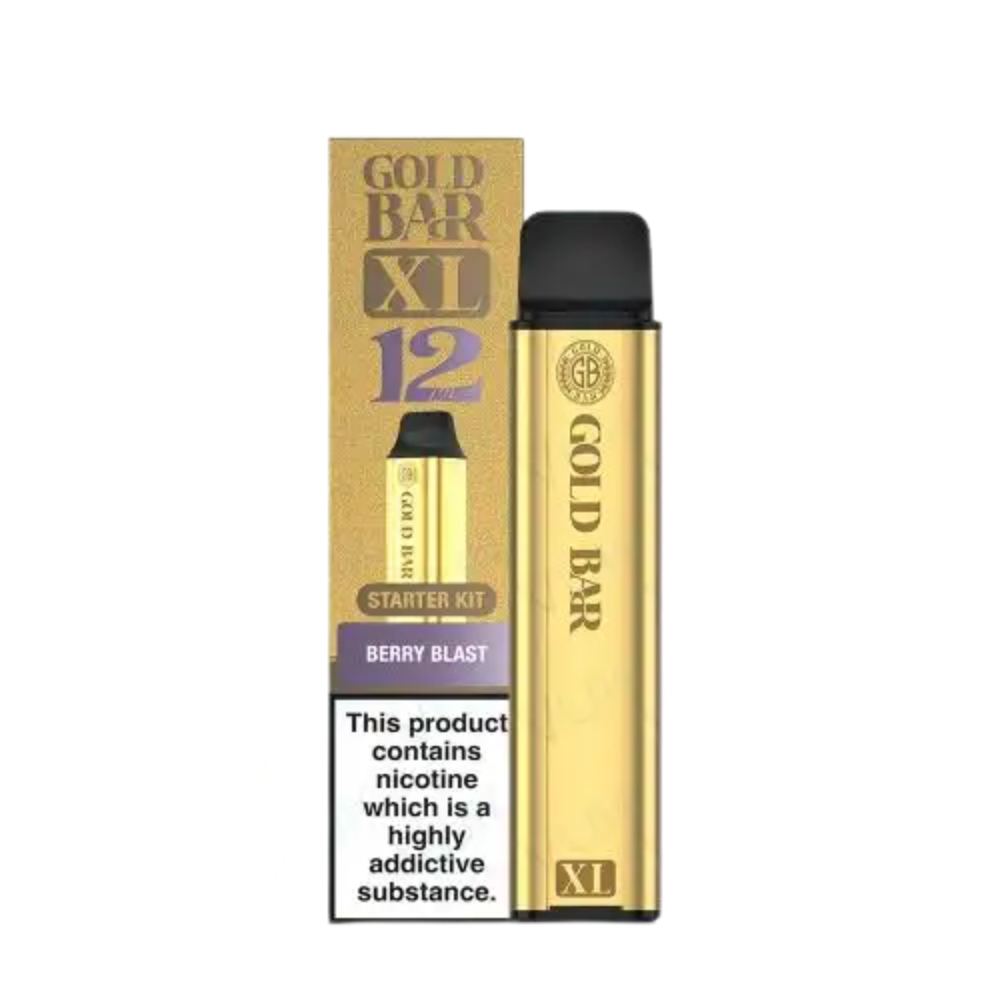 Gold Bar XL vape device and packaging on a white background
