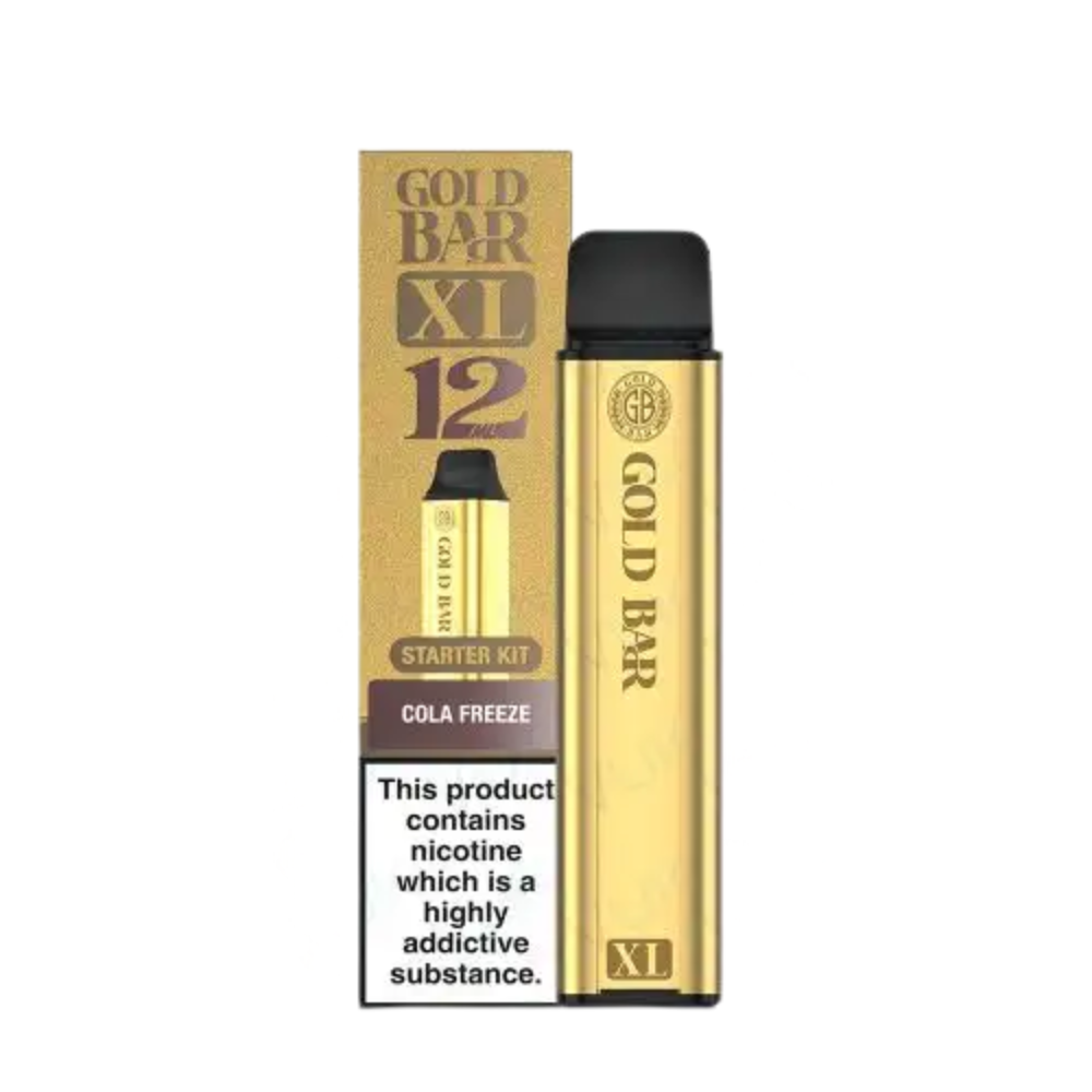 Gold Bar XL vape device and packaging on a white background