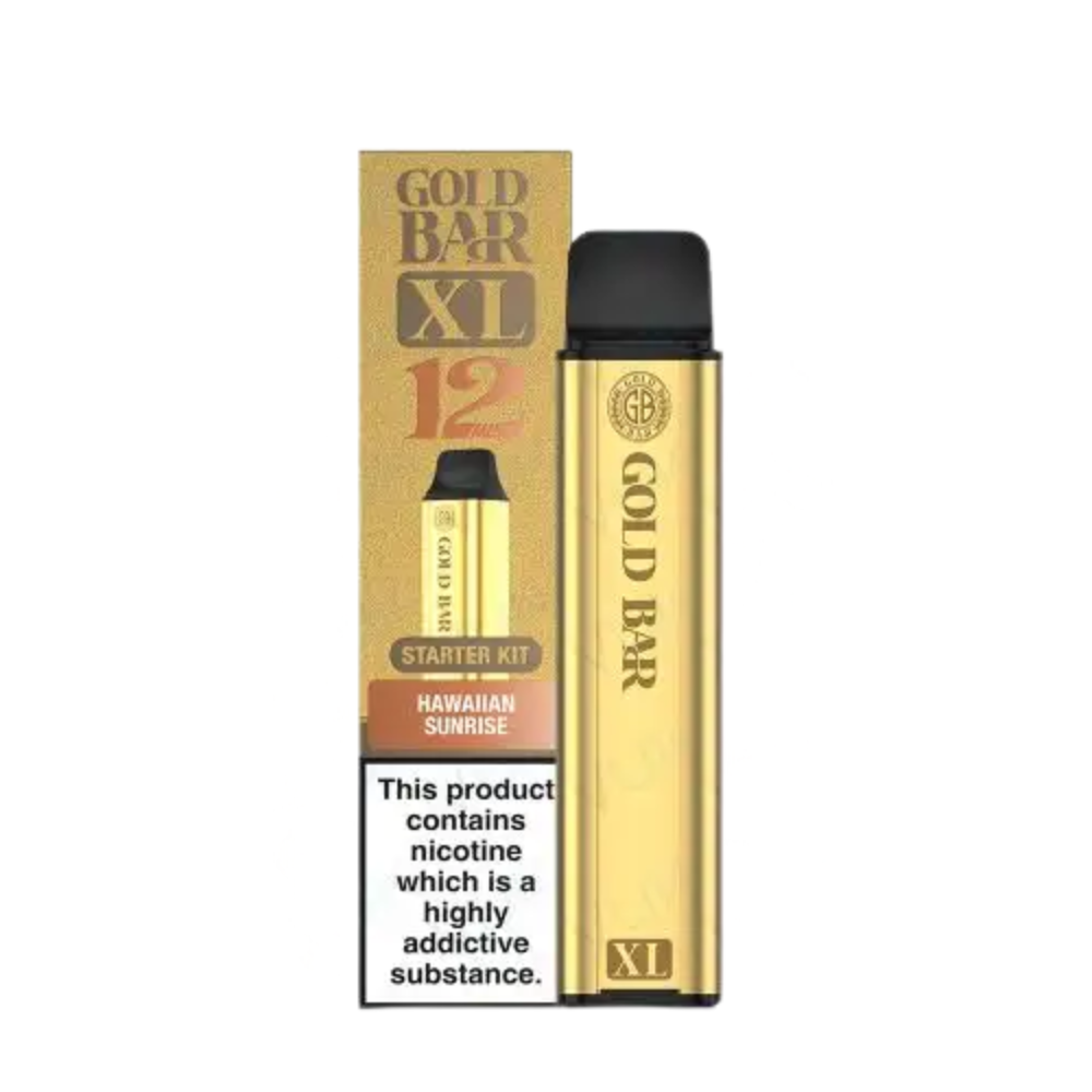 Gold Bar XL vape device and packaging on a white background