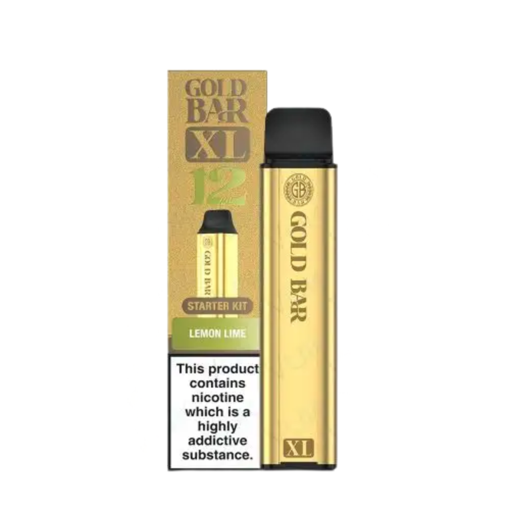 Gold Bar XL vape device and packaging on a white background