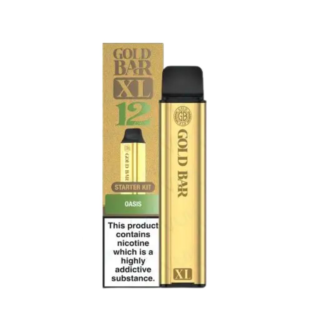Gold Bar XL vape device and packaging on a white background
