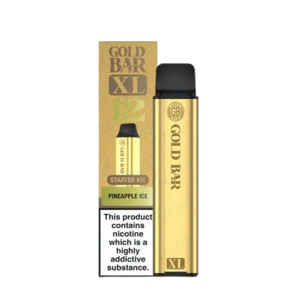 Gold Bar XL vape device and packaging on a white background