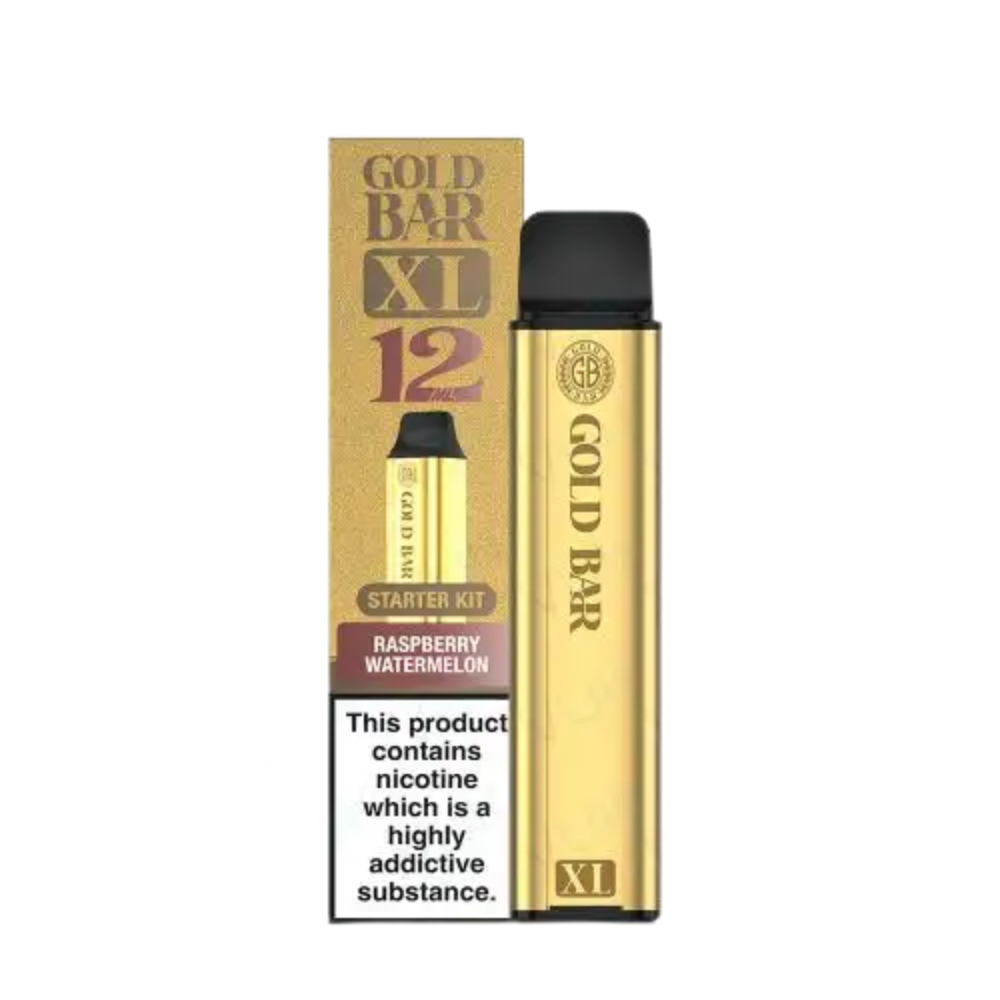 Gold Bar XL vape device and packaging on a white background