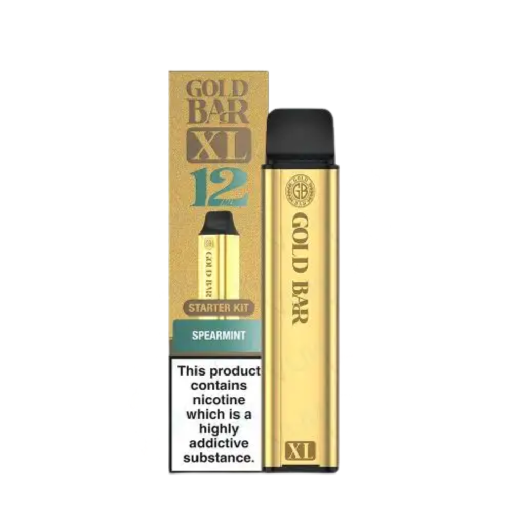 Gold Bar XL vape device and packaging on a white background