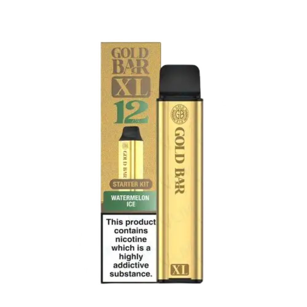 Gold Bar XL vape device and packaging on a white background