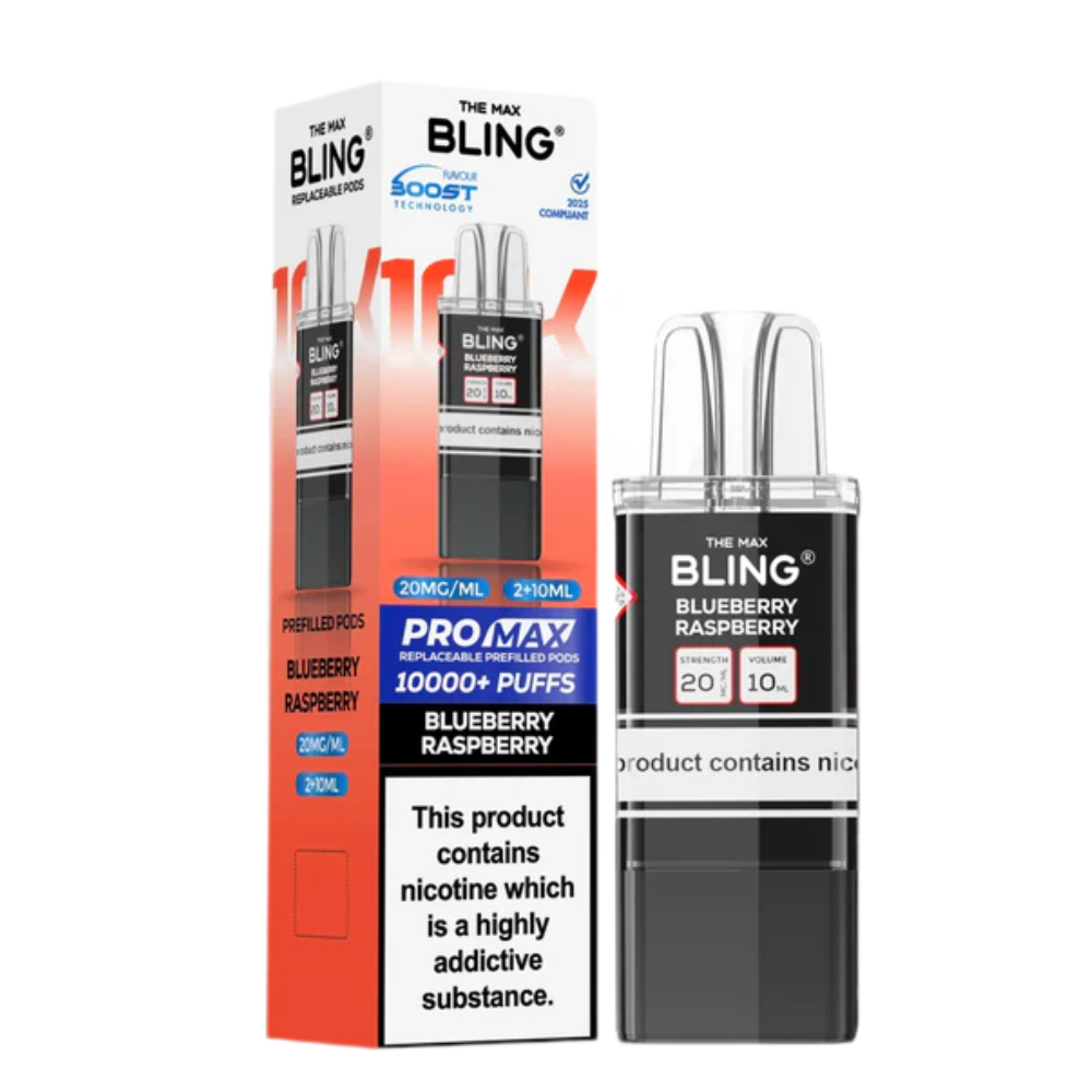 Bling vape device and packaging on a white background