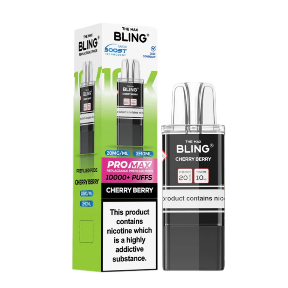 Bling vape device and packaging on a white background