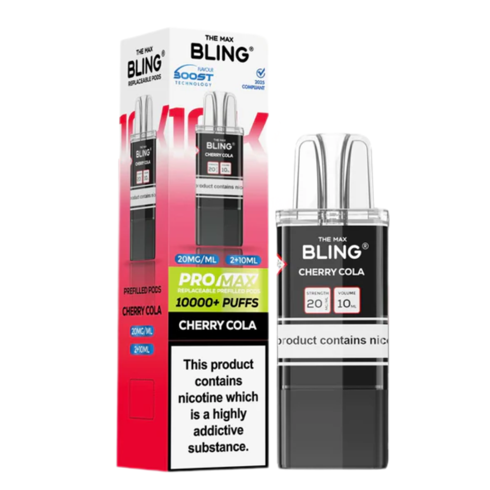 Bling vape device and packaging on a white background