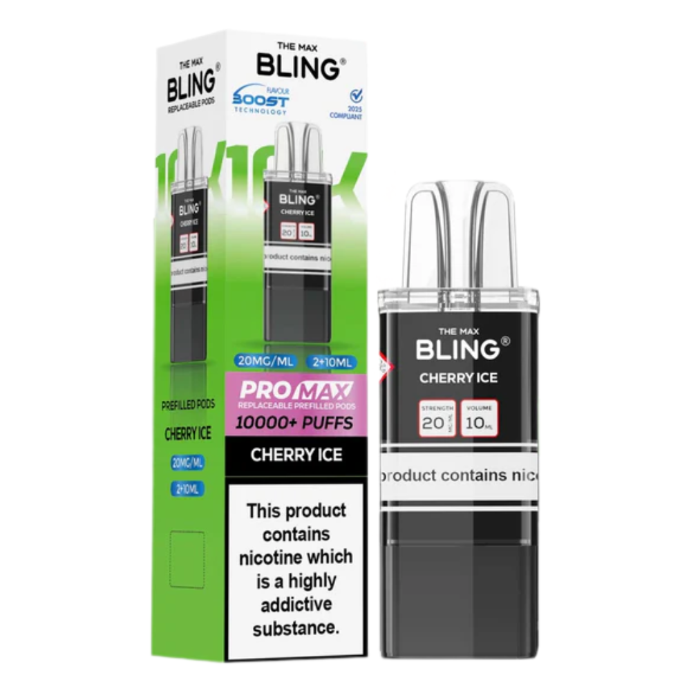Bling vape device and packaging on a white background
