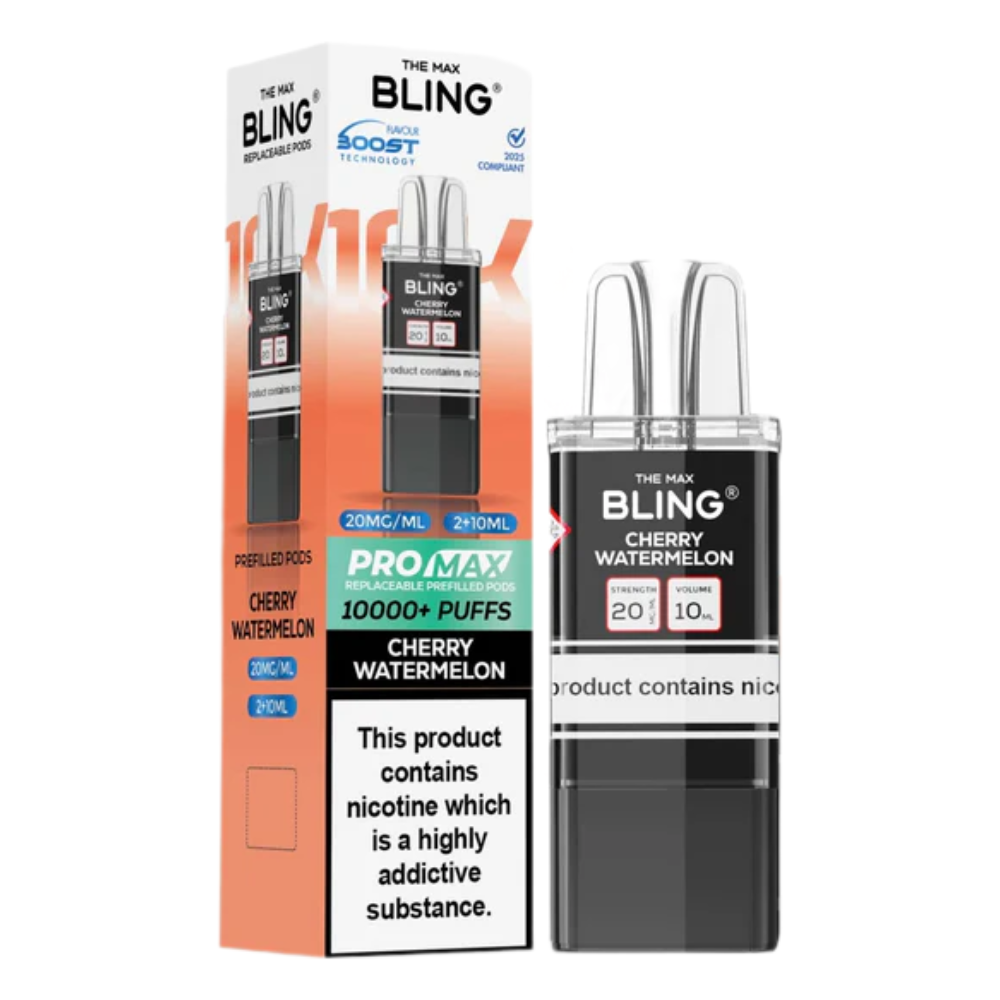 Bling vape device and packaging on a white background