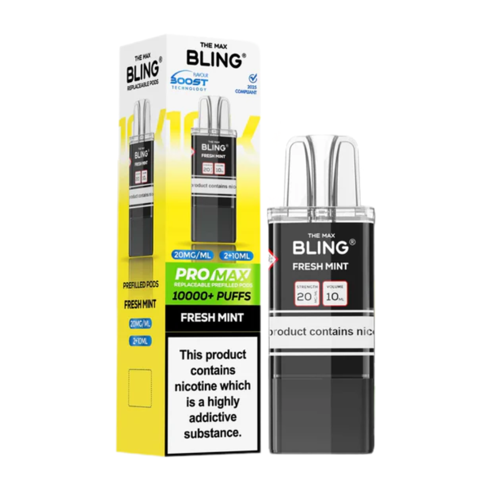 Bling vape device and packaging on a white background