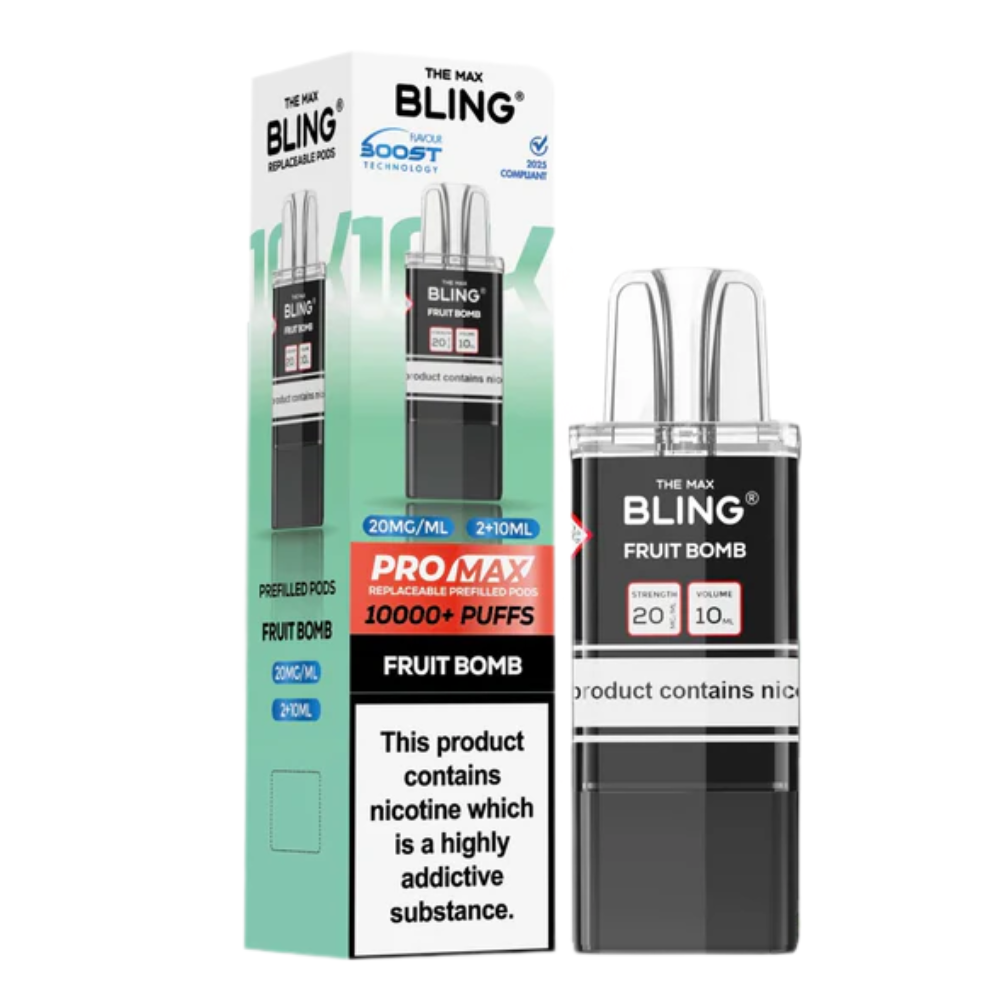 Bling vape device and packaging on a white background