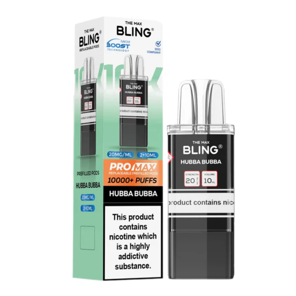 Bling vape device and packaging on a white background