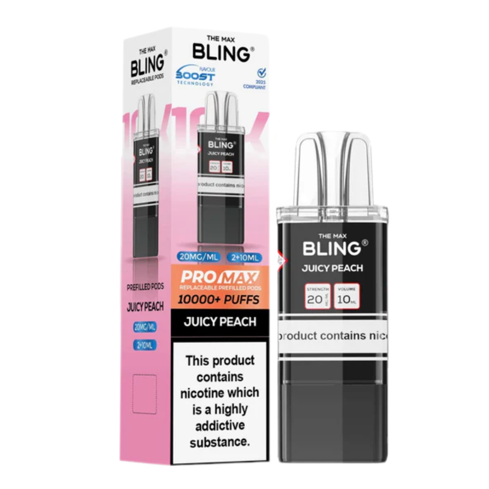 Bling vape device and packaging on a white background