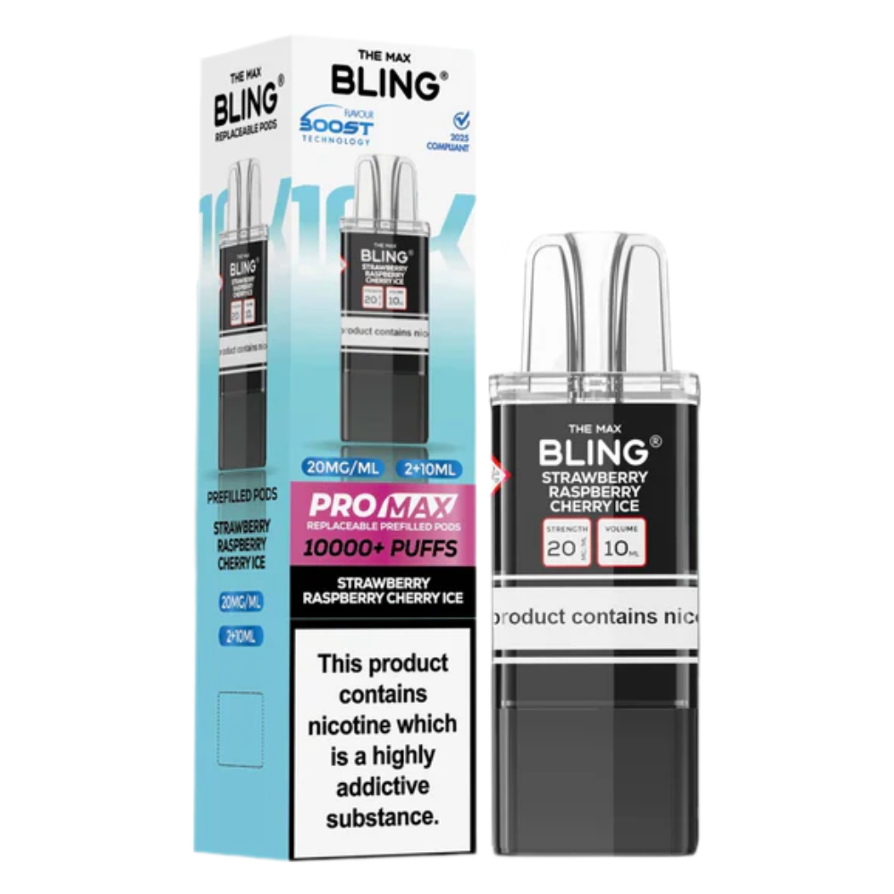 Bling vape device and packaging on a white background