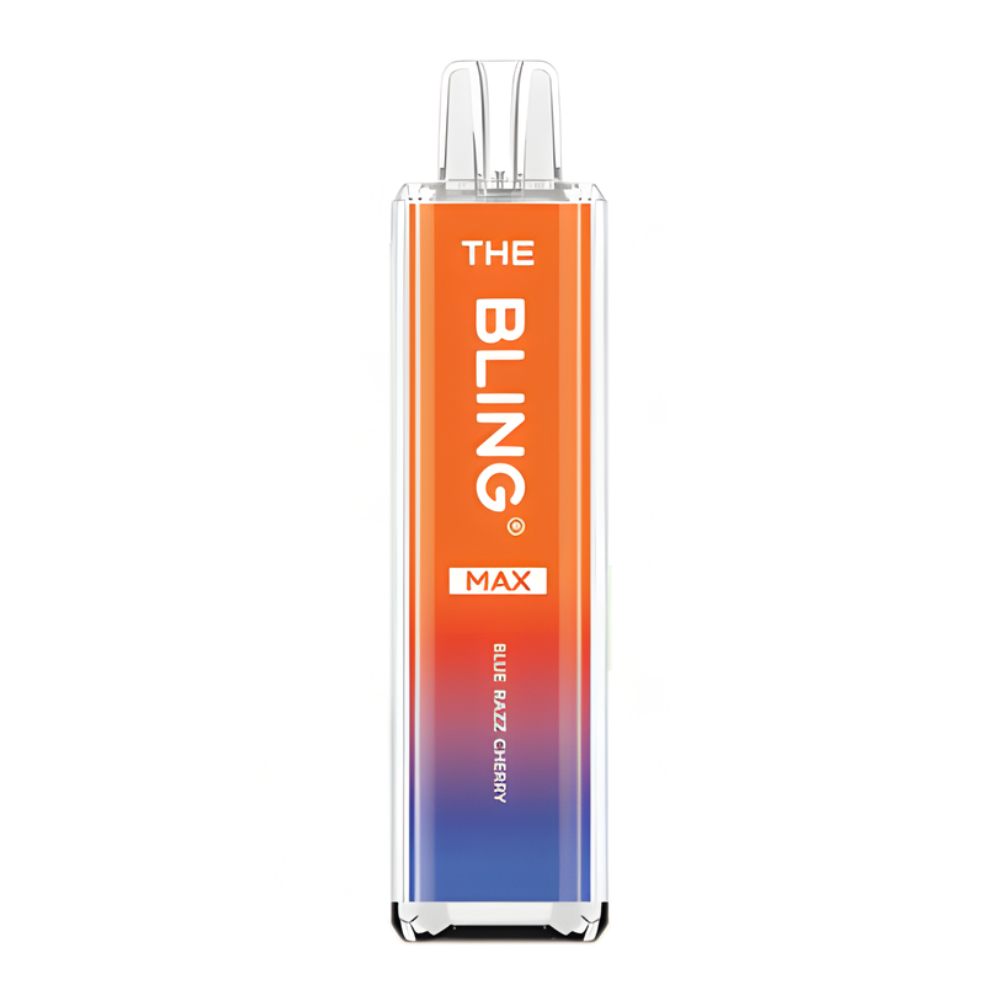 Vape device with 'The Bling' branding on an orange to blue gradient background