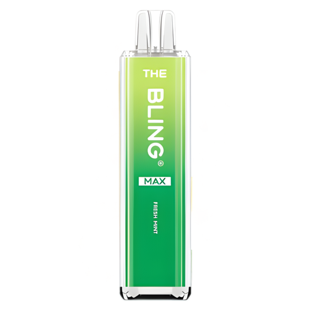 Green vape device with 'The Bling' branding on a white background