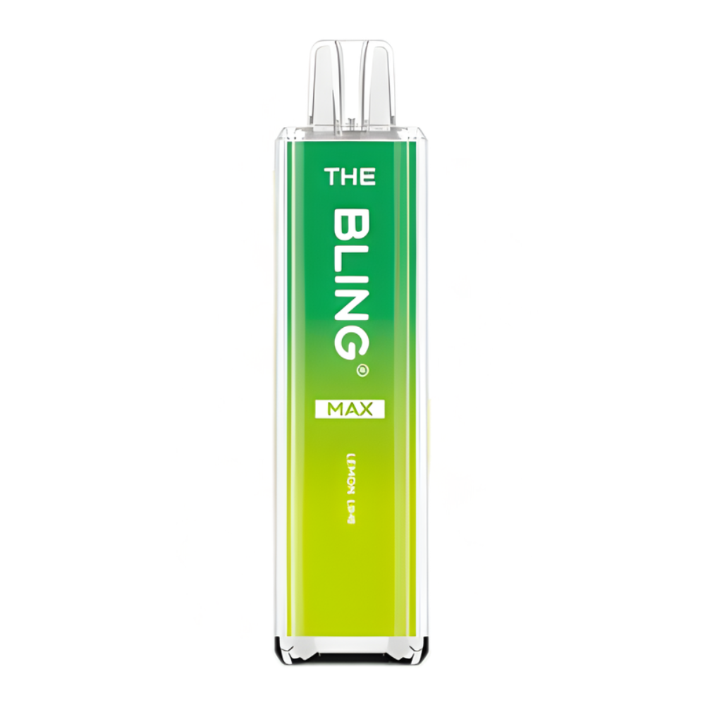 Green and clear vape device with 'The Bling' branding on a white background