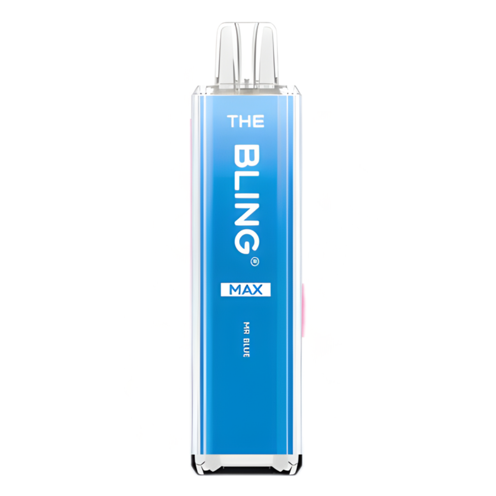 Blue electronic device with 'THE BLING' branding on a white background