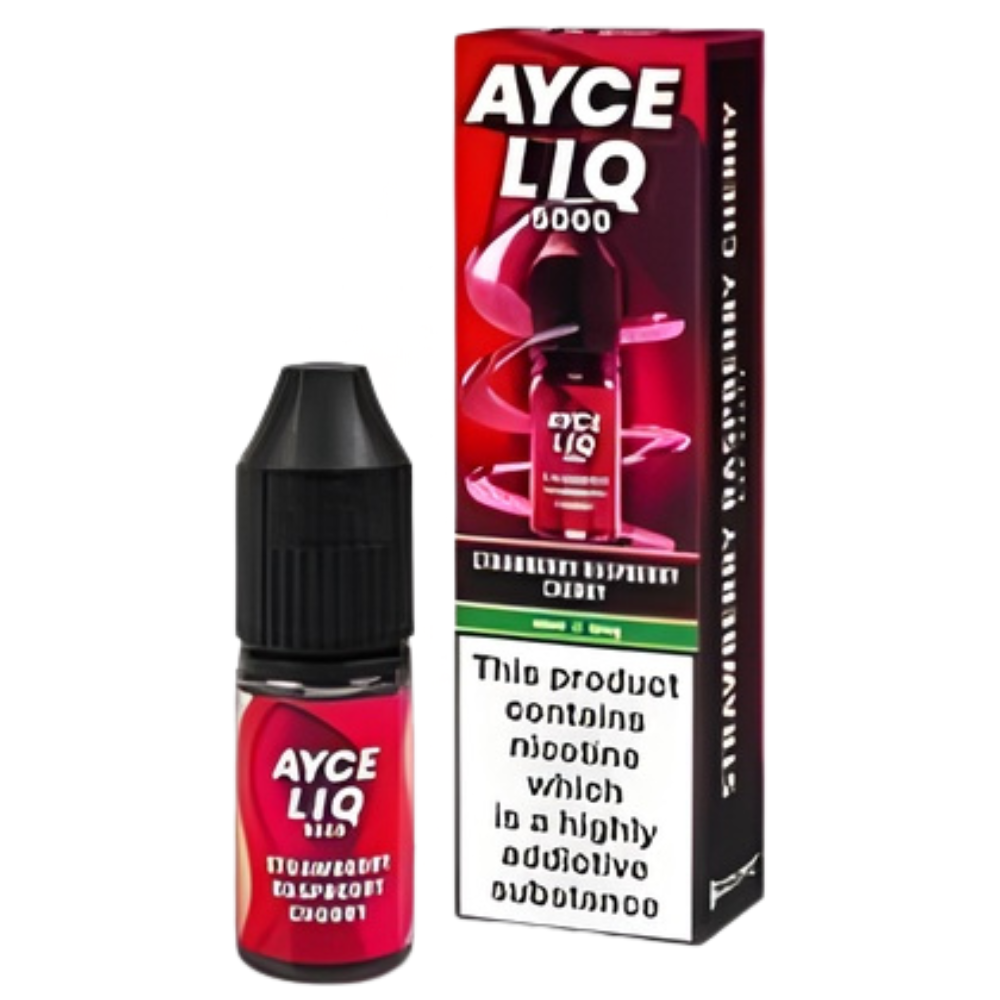 Ayce LIQ vape juice bottle and packaging on a white background
