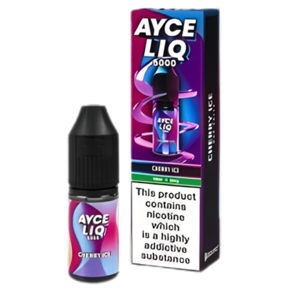 Ayce LIQ Cherry Ice vape pen and packaging on a white background
