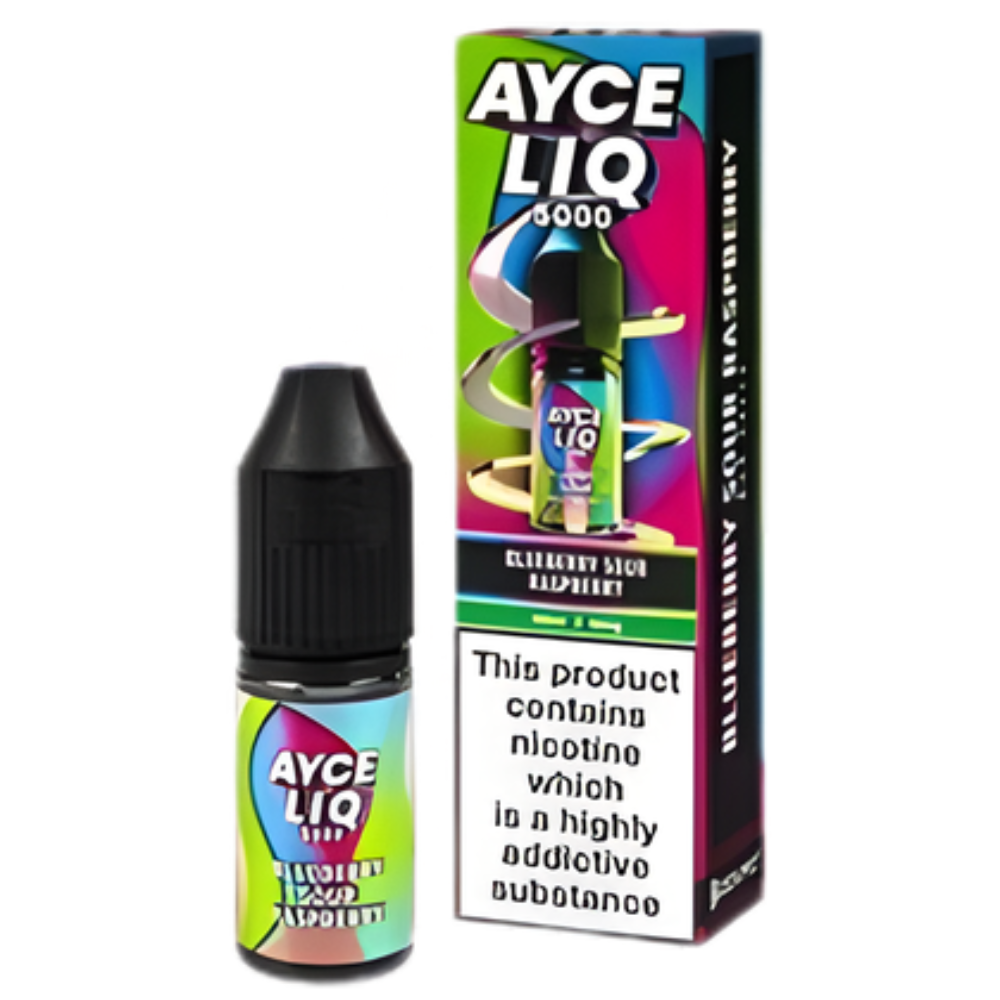 Ayce Liq vape juice bottle and packaging on a white background