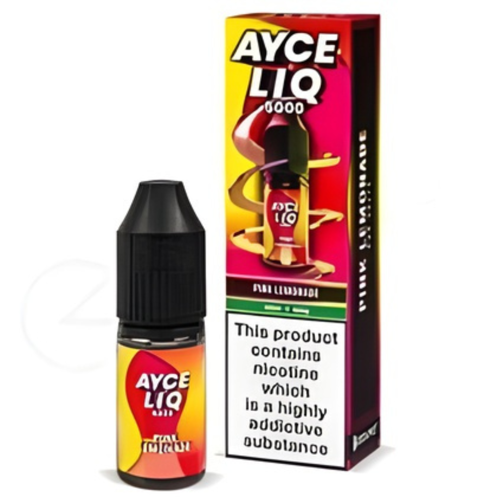 Ayce Liq Pure Lemonade vape juice bottle and packaging on a white background