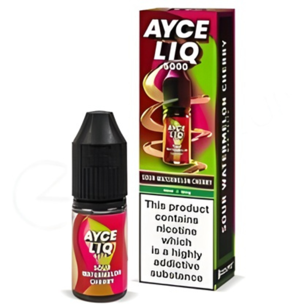 Ayce Liq vape juice bottle and packaging on a white background