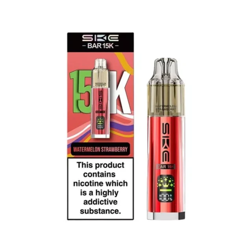 SKE BAR 15K vape device and packaging on a white background