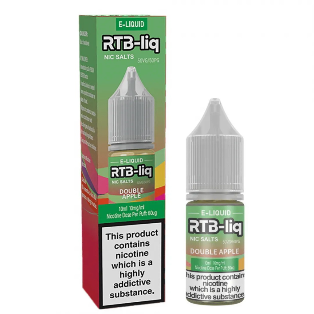 RTB-liq Double Apple e-liquid bottle and packaging on a white background