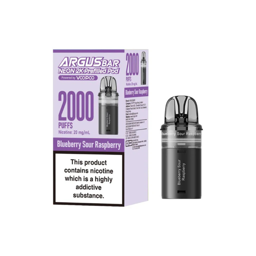 Vape pod and packaging with 'Argus Bar' branding on a white background