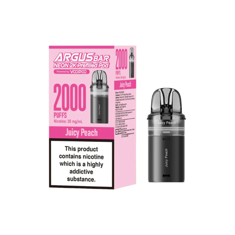 Vape pod packaging with 'Argus Bar' branding on a white background
