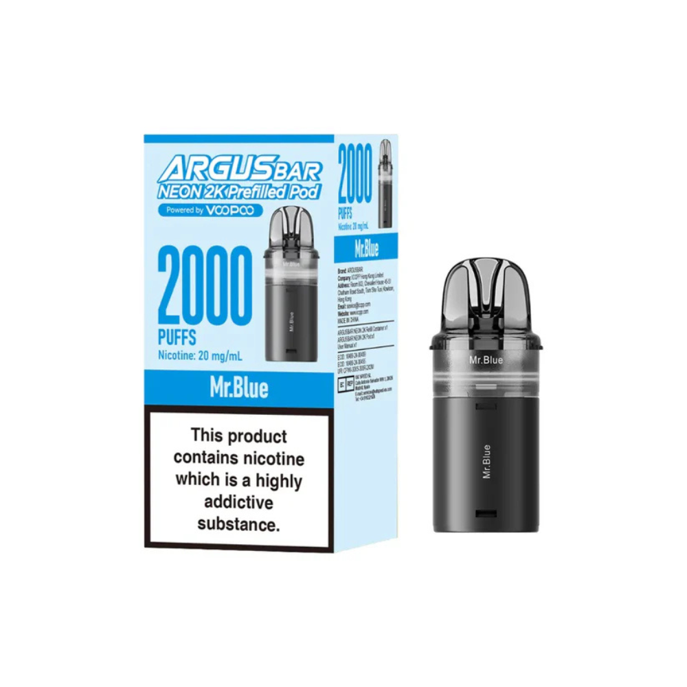 Vape pod packaging with 'Argus Bar' branding on a white background